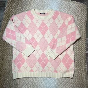 Honey Yoc Pink and Cream Sweater